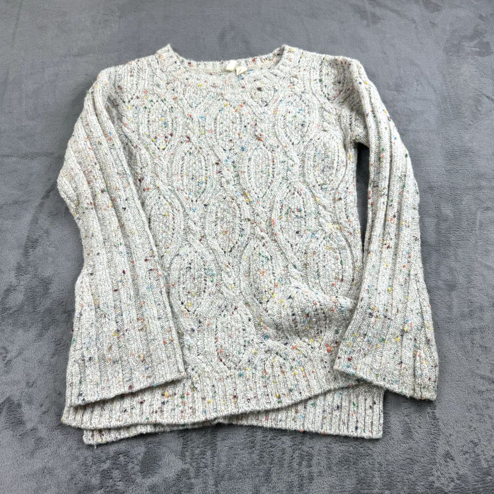 Anthropologie Moth Womens Sweater Size S Cable Knit Speckled Soft Crew Neck Boho